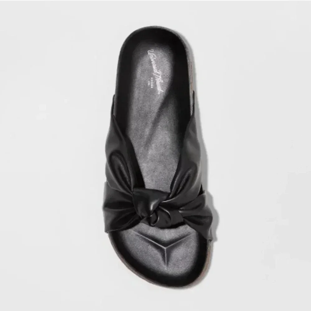 Universal Thread |Junie knotted Footbed Sandals | Size 7.5 | Black